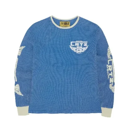 Corteiz Gasolina Waffle Sweatshirt Blue