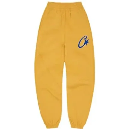 Corteiz Satin C Star Appliqué Sweatpants Mustard