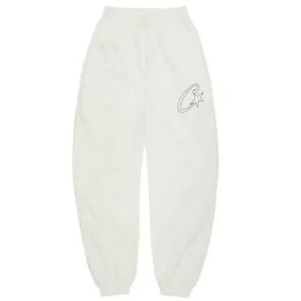 Corteiz Satin C Star Appliqué Sweatpants Off White