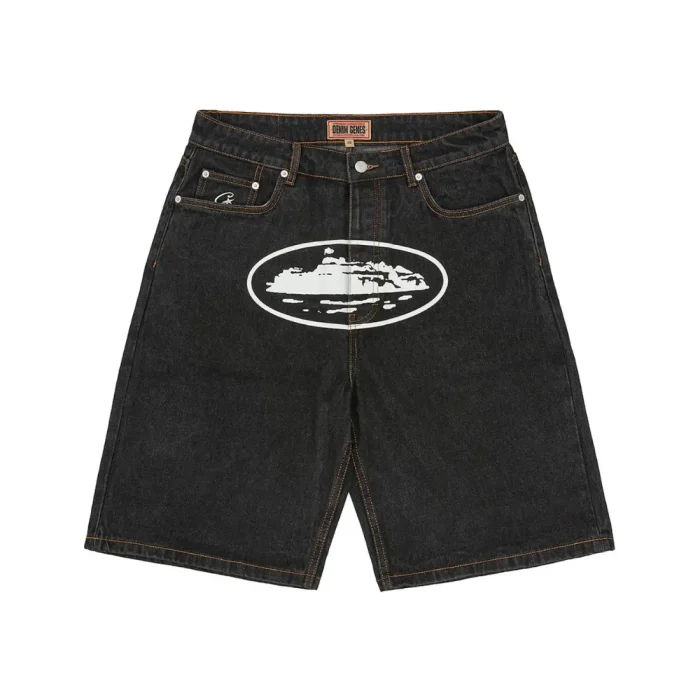 Corteiz Alcatraz Denim Shorts Black