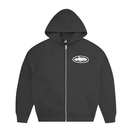 Corteiz Island Puff Print Zip Hoodie Black