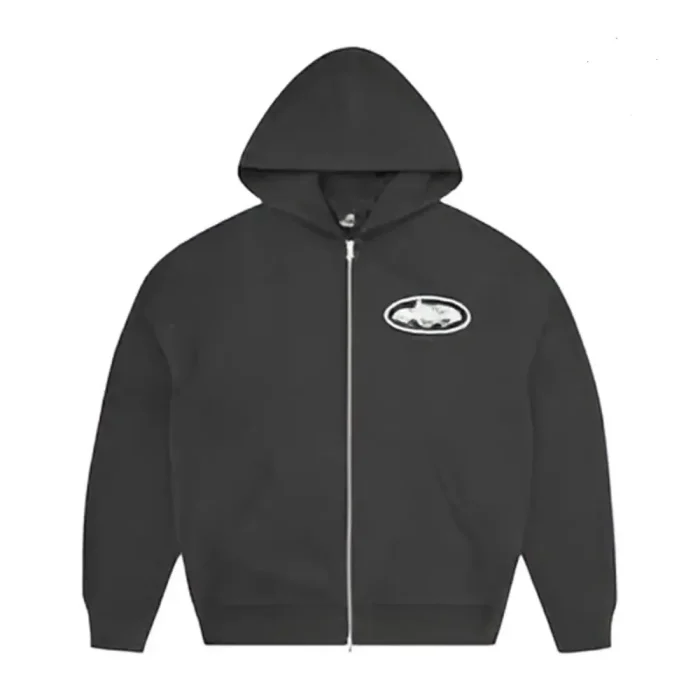 Corteiz Island Puff Print Zip Hoodie Black