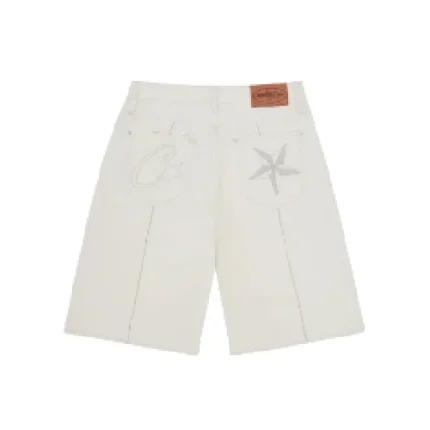 Corteiz C-star denim shorts natural